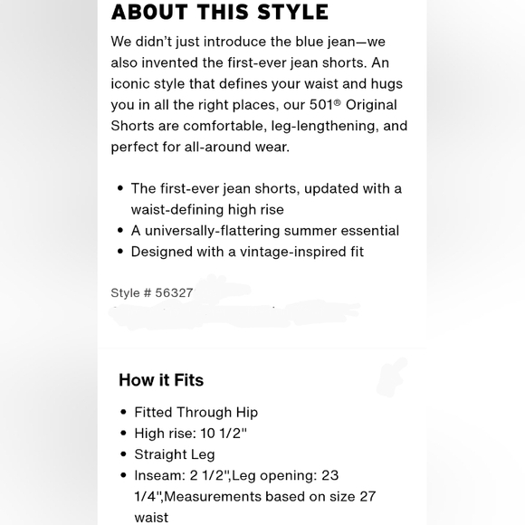 Women's Levis Premium Original Fit, High-rise 501 Cutoff Jean Shorts 24" waist - Picture 3 of 7